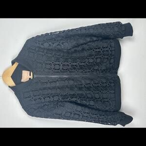 Gibson Latimer Bomber Jacket Black Crochet Lace Overlay SIZE M